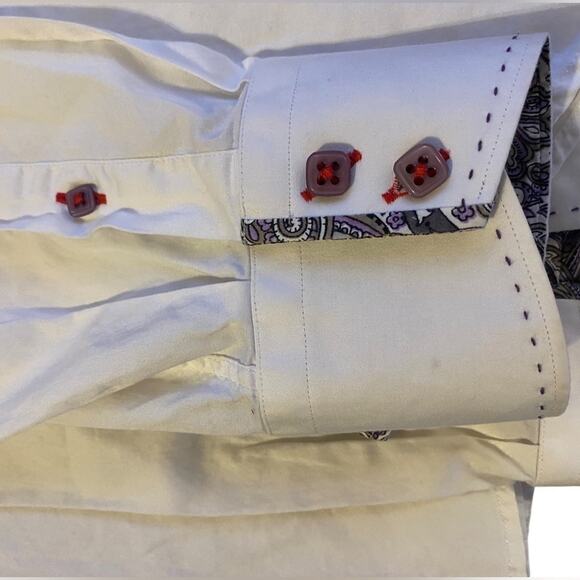 7 Downie Street White Button Down Dress Shirt Men's Size Small - Picture 14 of 15